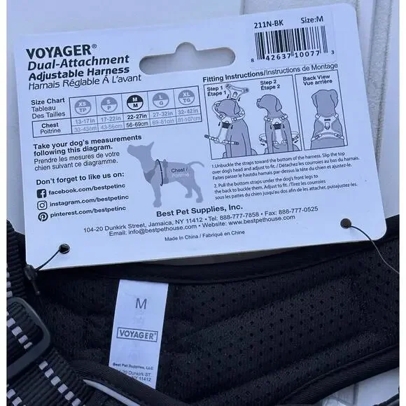 Voyager Dog Harness Medium Dual Attachment Adjustable Black Top Handle NWT - Picture 4 of 4